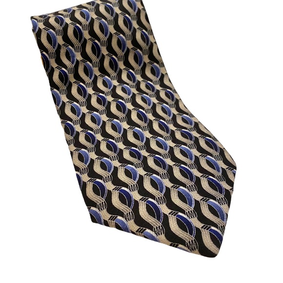 100% Silk Tie by Carlo Palazzi - Blue and Gray Design - Picture 1 of 11